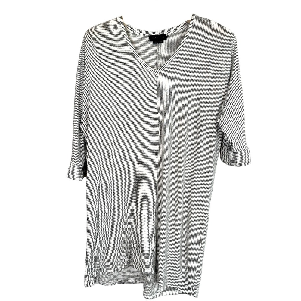 Hatch Maternity Women's THE MALEY DRESS Size Petite Organic Linen Striped